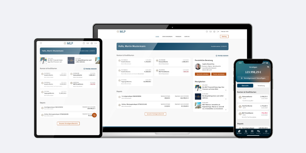 MLP Financial Home auf unterschiedlichen Endgeräten