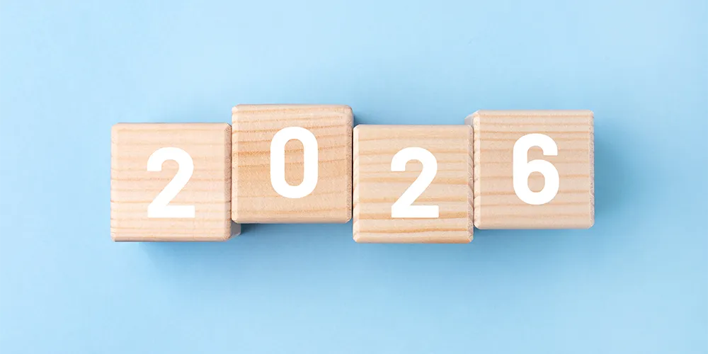 MLP / Zahl 2026 mit Holzklötzchen gebaut